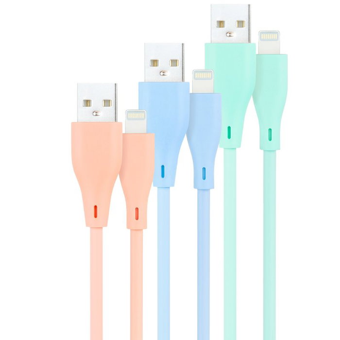 Nanocable Pack de 3 Cables Lightning a USB 2.0, 1 m, Colores Rosa, Azul y Verde